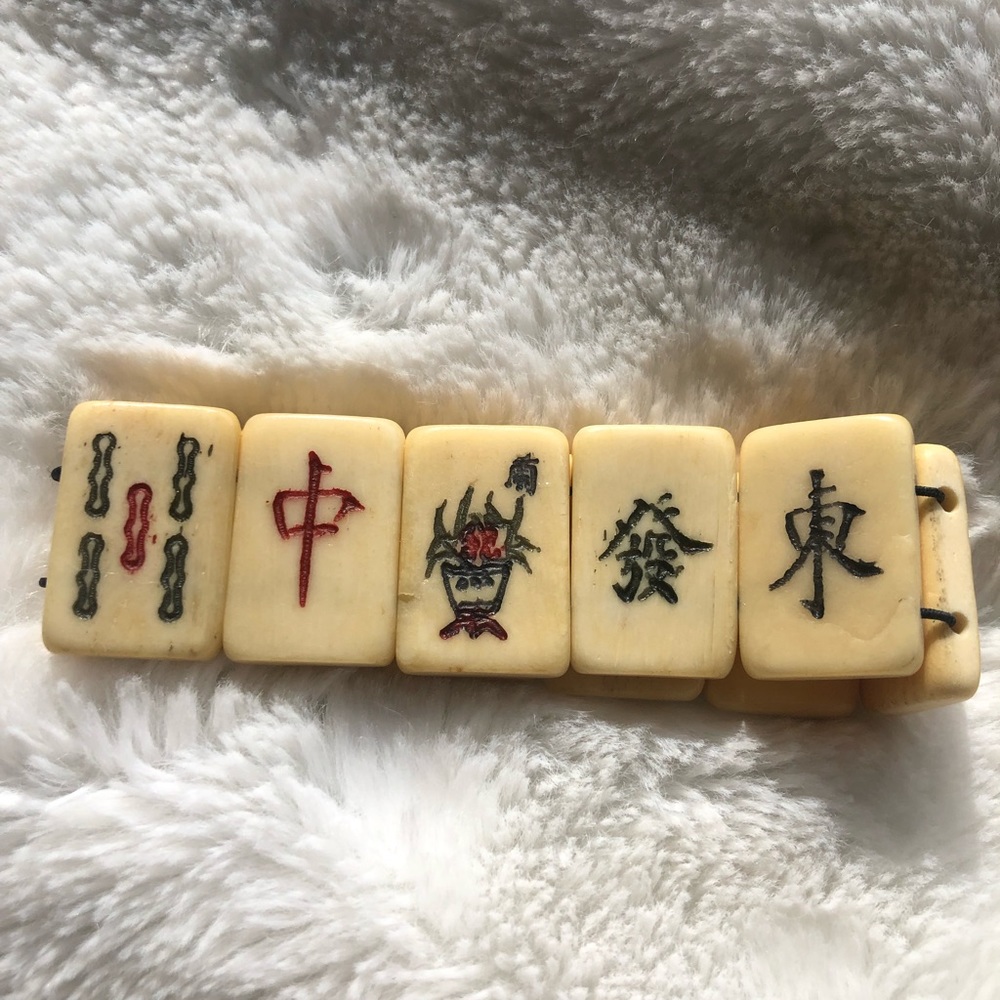 Vintage Bone Mahjong tiles bracelet